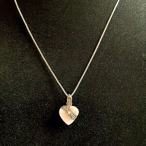 925 Italian Silver and Pink Mother of Pearl Heart Necklace